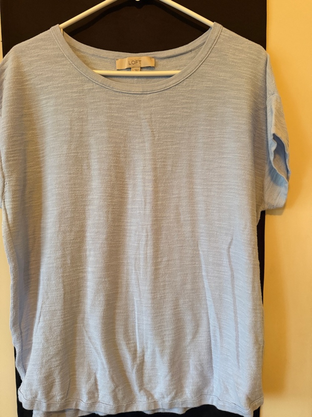 LOFT Pale Blue Short Sleeve Crew Neck Knit Top